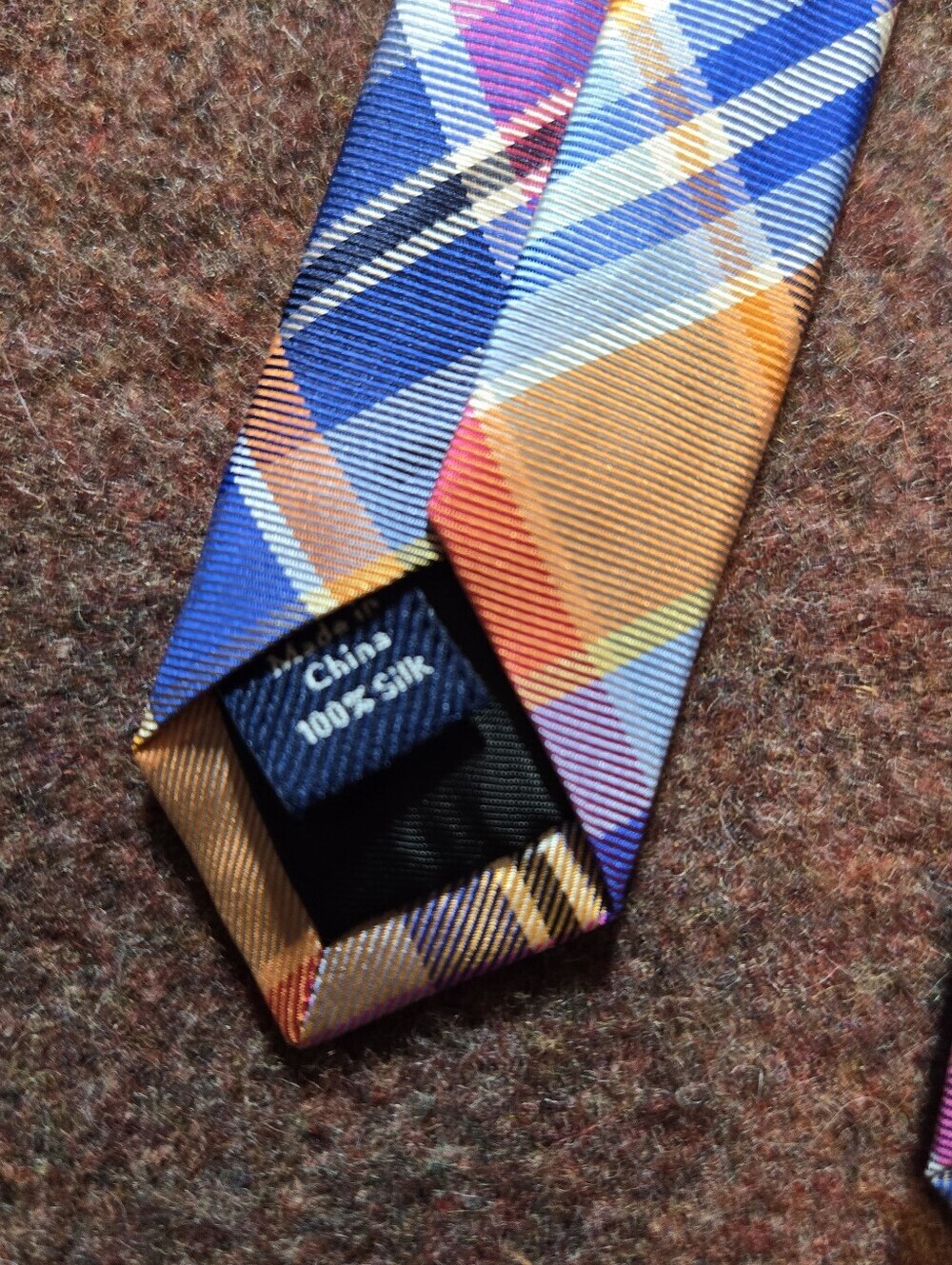 Croft And Barrow Silk Tie Lot Of 2 Paisley And Plaid Orange Pink Blue - Picture 6 of 6
